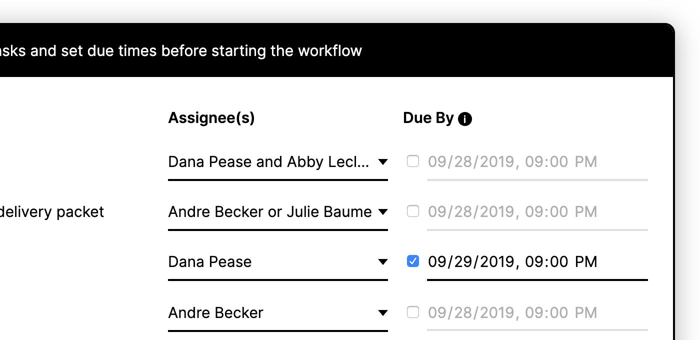 Setting task due dates prior to starting the workflow