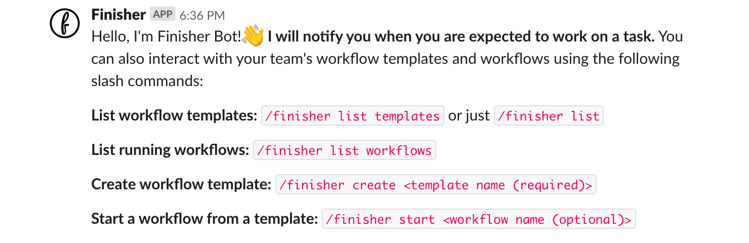 Finisher slash commands